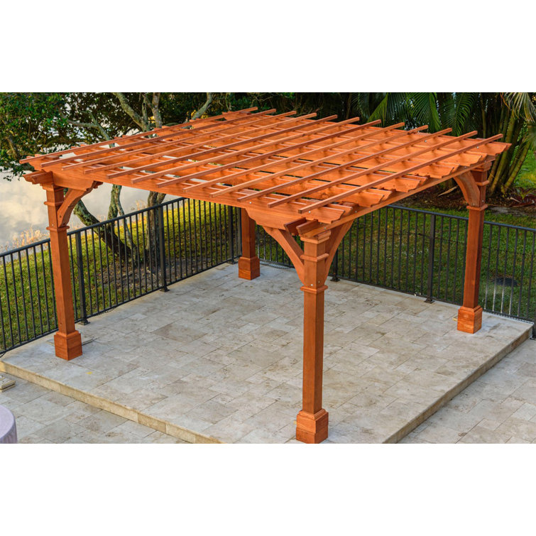 Best Redwood Solid Redwood Pergola Wayfair